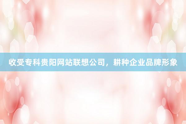 收受专科贵阳网站联想公司，耕种企业品牌形象